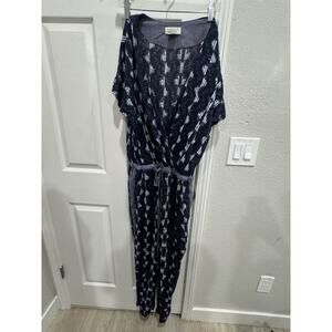 Velvet Graham & Spencer Navy Ikat Print Jumpsuit‎ Drawstring Waist